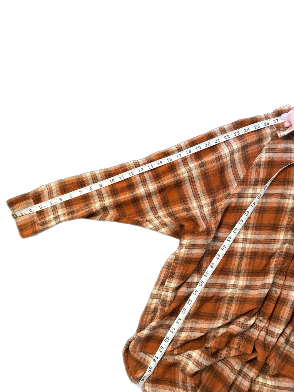 SO Orange / Brown  Plaid Button-Down High Low Shirt Size M - Picture 7 of 9